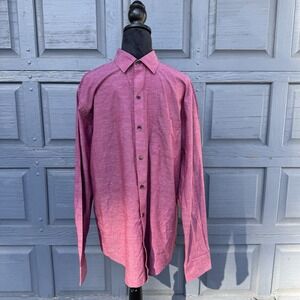 Van Heusen Button Down Dress Shirt Long Sleeve Men's Size M 15-15 1/2 Color Pink